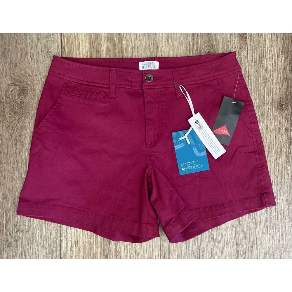 Market & Spruce Women's Burgundy Cotton Shorts